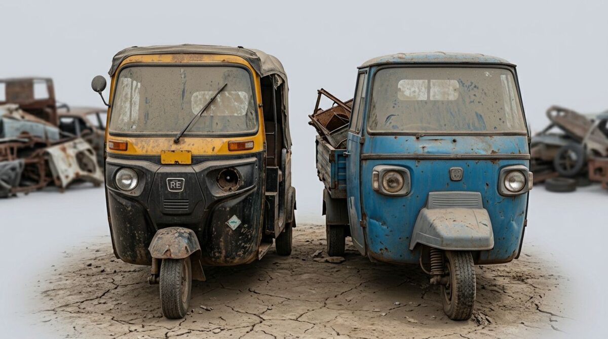 End-of-life auto rickshaw and goods carrier